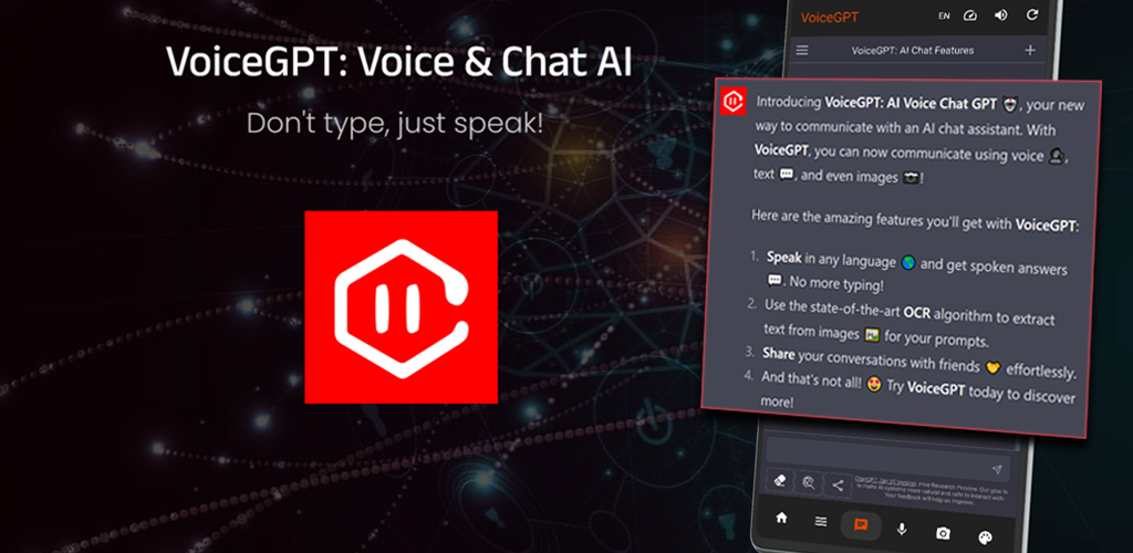 VoiceGPT app screenshot - AI GPT-3/4 voice assistant for Android